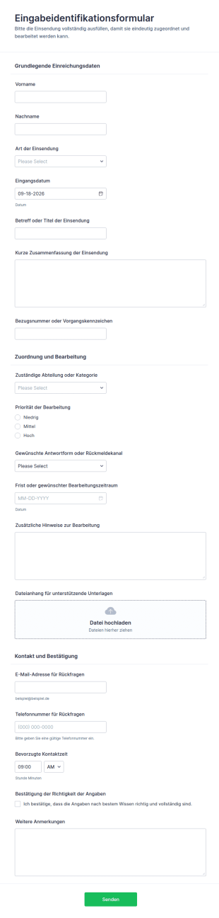 Eingangsbestätigung Formular