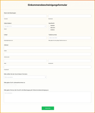 Einkommensbescheinigungsformular Form Template