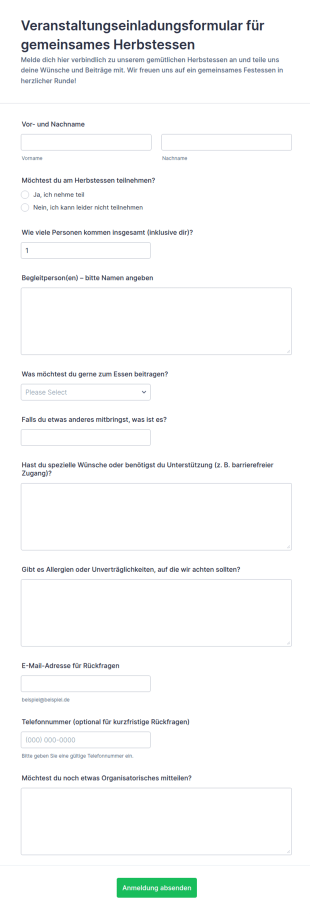 Einladung Zur Dankesessen Reservierung Formular