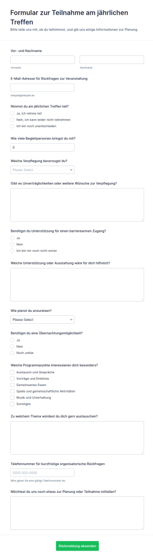 Einladung Zur Jahresveranstaltung RSVP Formular