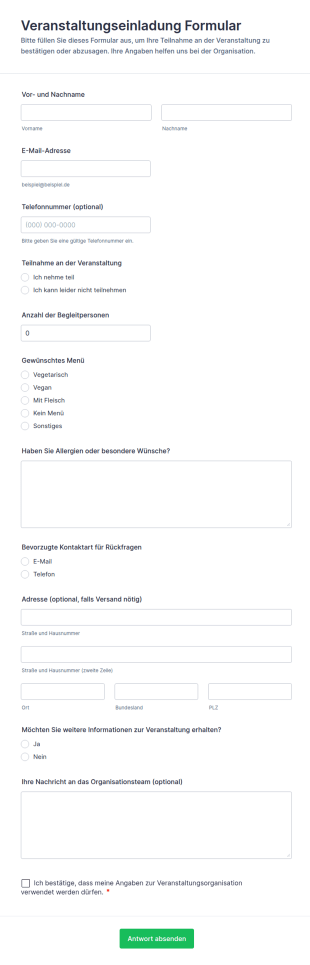 Einladung Zur Veranstaltung Form