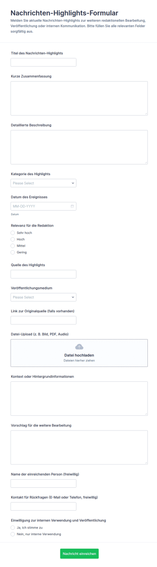 Einreichung Von Nachrichten Highlights
