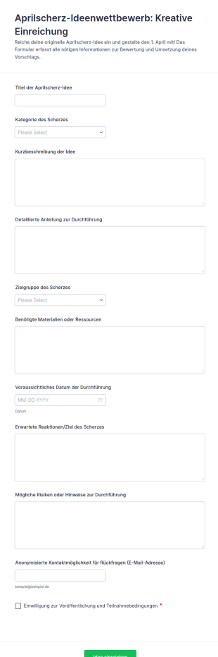 Einreichungsformular Für Einen Aprilscherz