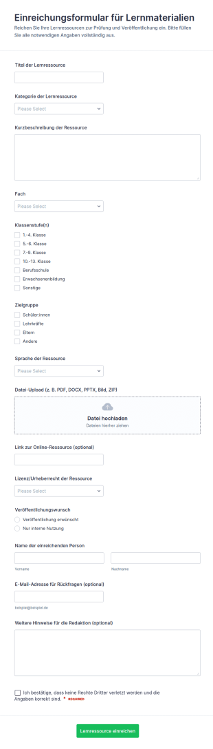 Einreichungsformular Für Lernressourcen