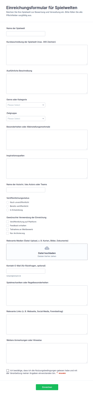 Einreichungsformular Für Spielwelten
