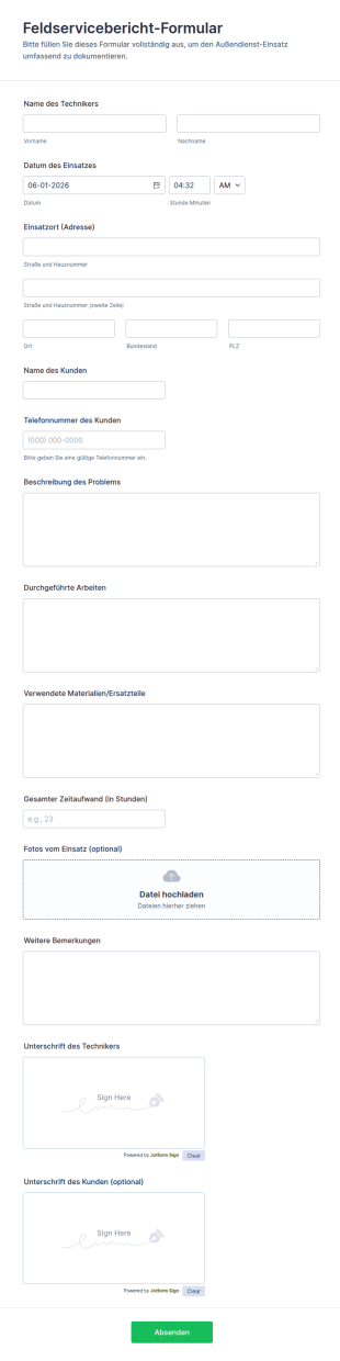 Einsatzbericht Formular