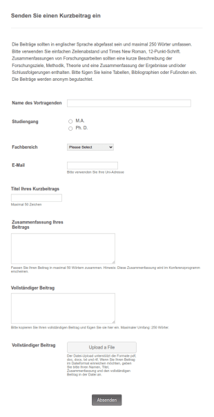 Einsendeformular Für Kurzbeiträge