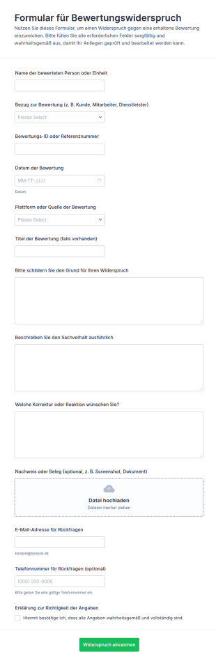 Einspruchsformular Für Leistungsbeurteilungen