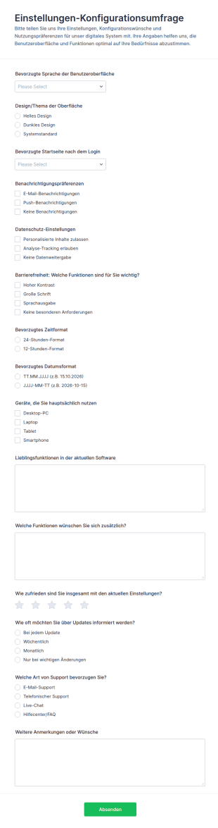 Einstellungs Und Konfigurationsübersicht Für Survey