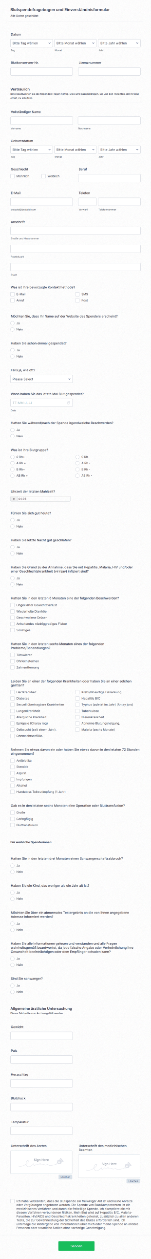 Einverständniserklärung Für Blutspender