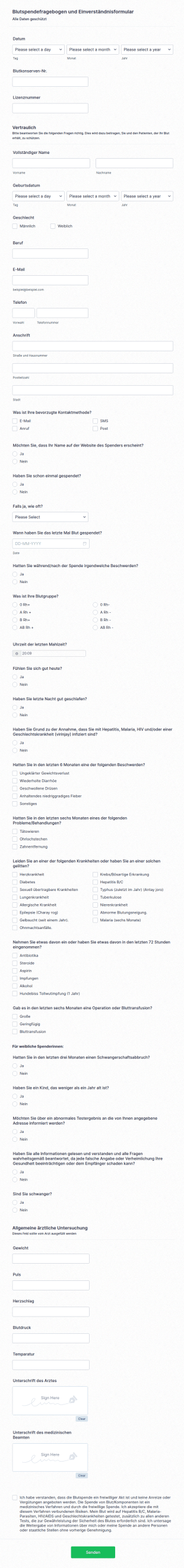 Einverständniserklärung Für Blutspender