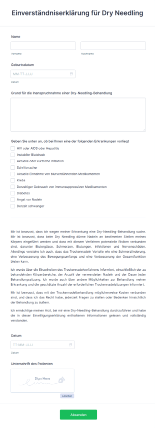 Einverständniserklärung Für Dry Needling