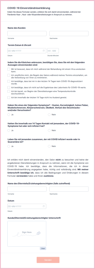 Einverständniserklärung Für Einen Schönheitssalon