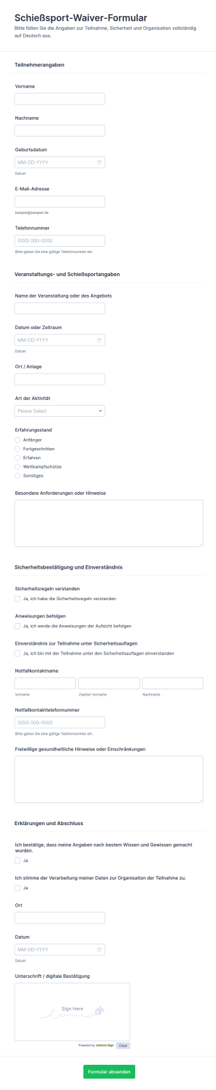 Einverständniserklärung Für Fotoshootings Waiver