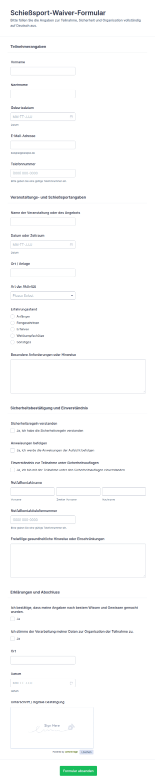 Einverständniserklärung Für Fotoshootings Waiver