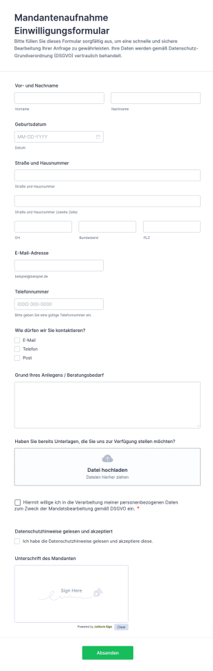 Einverständniserklärung Für Kundendaten