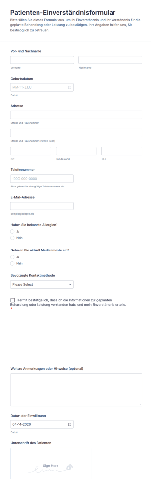 Einverständniserklärung Für Patienten Formular 📝🤝