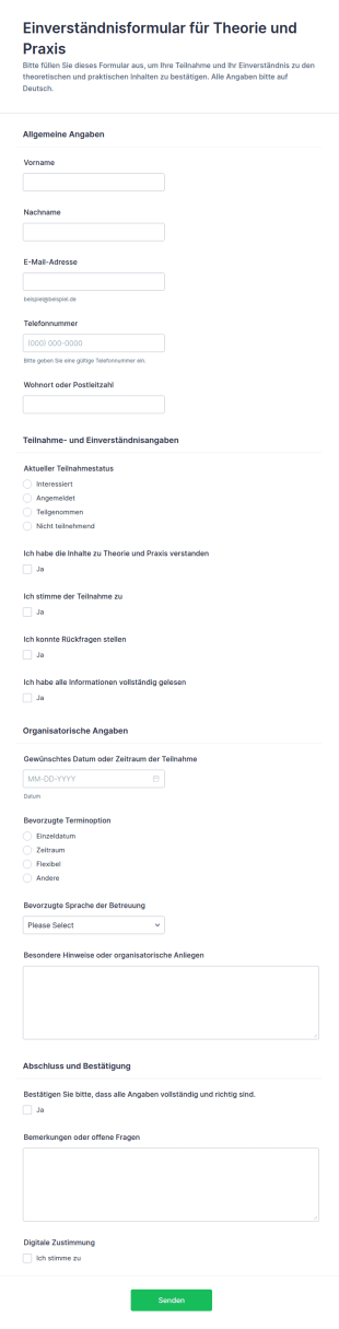 Einverständniserklärung Für Theorie & Praxis DC 212