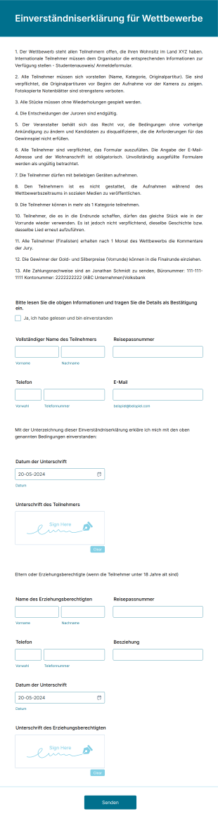 Einverständniserklärung Für Wettbewerbe