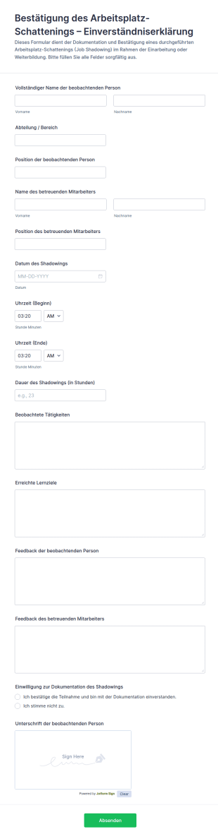 Einverständniserklärung Zum Begleitungsnachweis