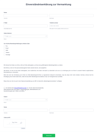 Einverständniserklärung Zur Vermarktung