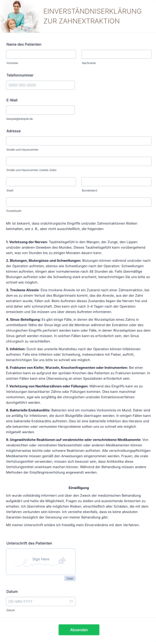 Einverständniserklärung Zur Zahnextraktion