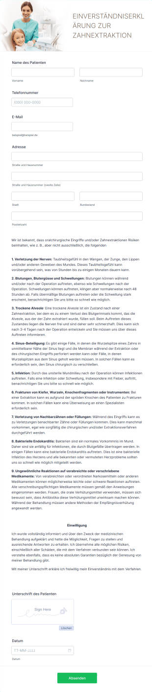 Einverständniserklärung Zur Zahnextraktion