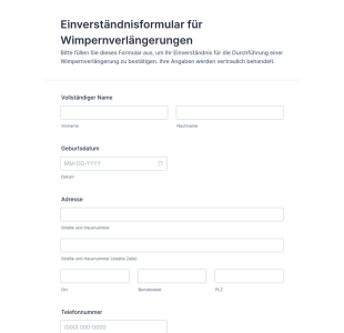 Einverständnisformular Für Wimpernverlängerungen