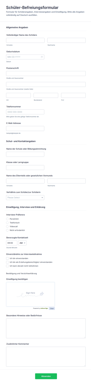Einwilligung Und Interview Erklärung Für Studierende