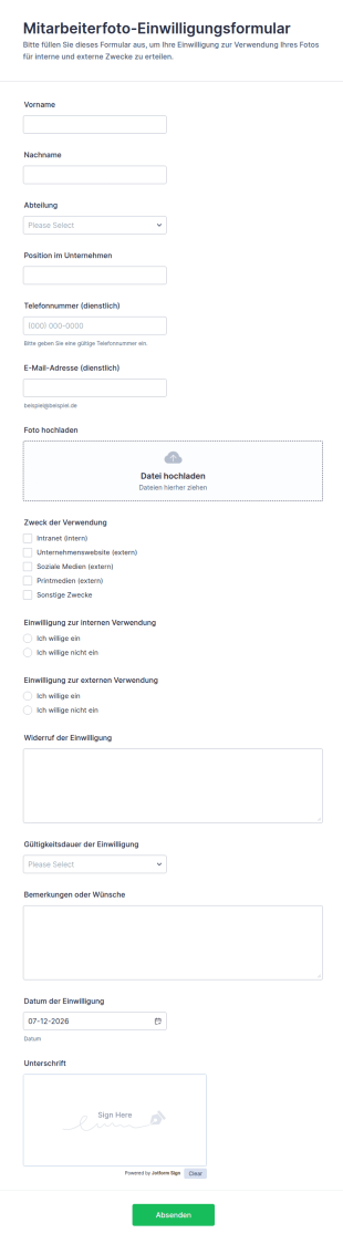 Einwilligung Zur Veröffentlichung Von Mitarbeiterfotos Waiver