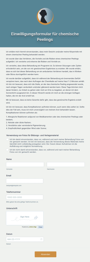 Einwilligungsformular Für Chemische Peelings