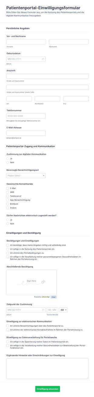 Einwilligungsformular Für Das Patientenportal
