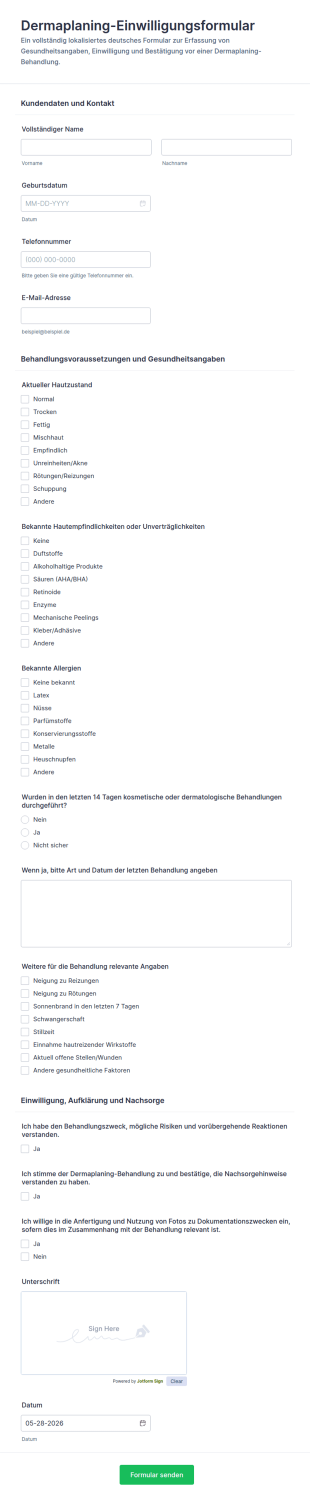 Einwilligungsformular Für Dermaplaning
