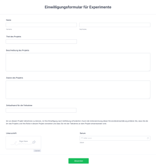 Einwilligungsformular Für Experimente Form Template