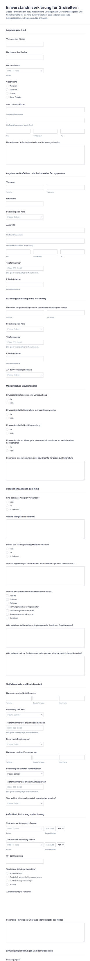 Einwilligungsformular Für Großeltern