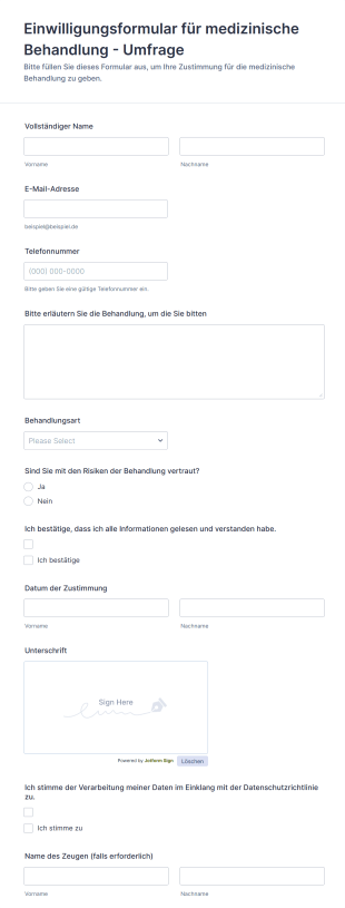 Einwilligungsformular Für Medizinische Behandlung Umfrage