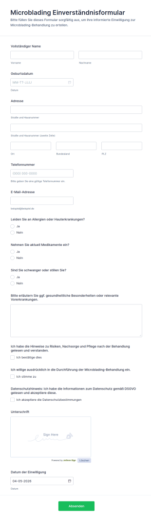 Einwilligungsformular Für Microblading