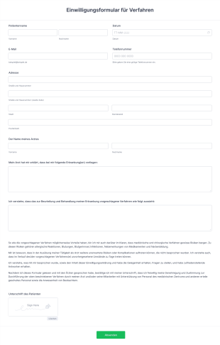 Einwilligungsformular Für Verfahren