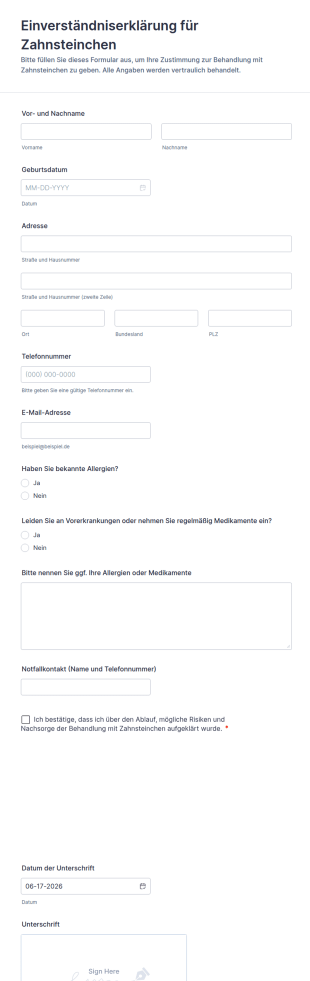 Einwilligungsformular Für Zahn Accessoires
