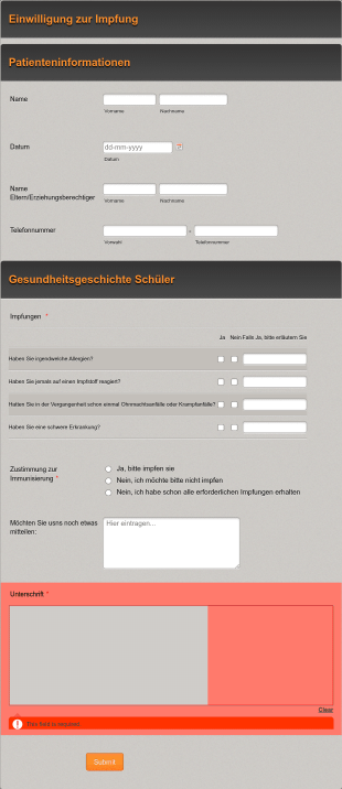 Einwilligungsformular Zur Impfung
