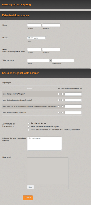 Einwilligungsformular Zur Impfung