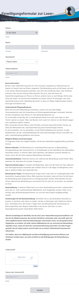 Einwilligungsformular Zur Laser Haarentfernung