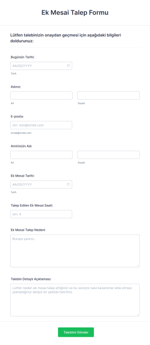Ek Mesai Talep Form Template