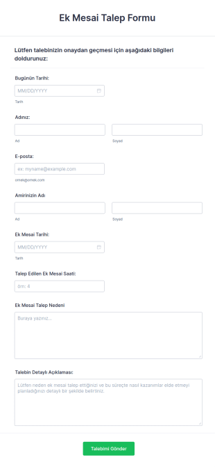 Ek Mesai Talep Form Şablonu