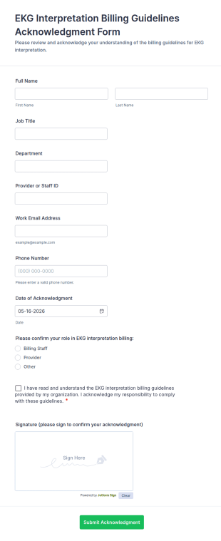 EKG Interpretation Billing Guidelines Acknowledgment Form Template