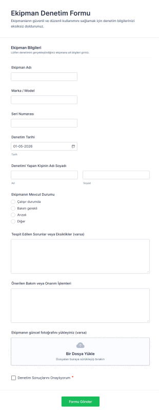 Ekipman Denetim Form Template