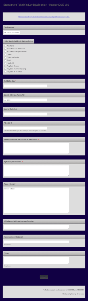 Ekipman Hata Raporlama Form Template