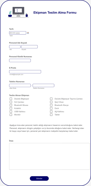 Ekipman Teslim Alma Form Template
