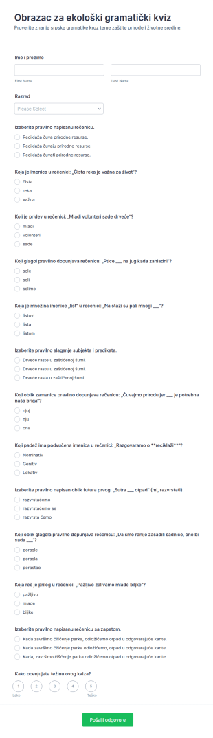 Еколошки граматички квиз