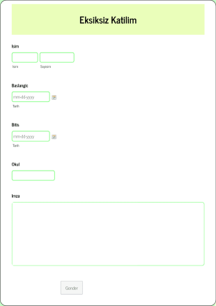 Eksiksiz Katilim Form Template